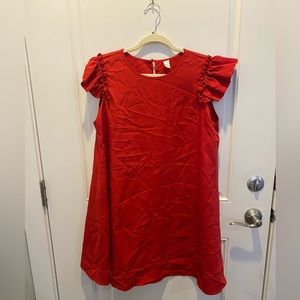 Flutter sleeve dress red